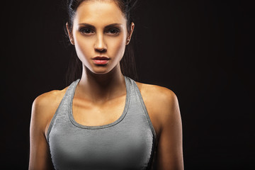 closeup portrait of sporty woman