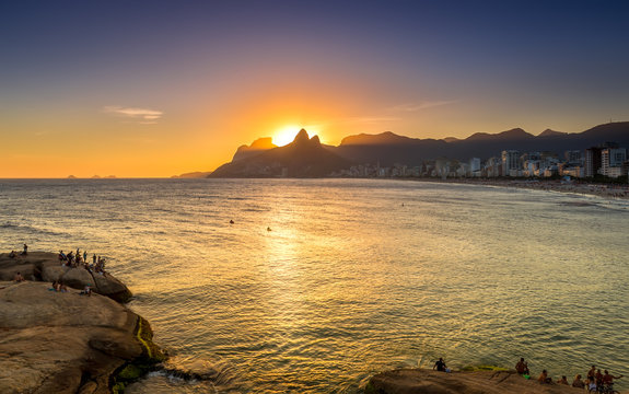 Sunset view of Ipanema in Rio de Janeiro, Brazil