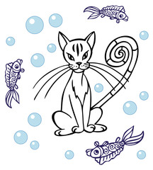 Cat and fish