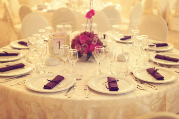 Beautifully decorated wedding table