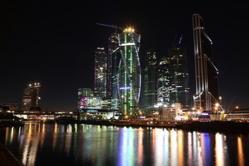 Fototapeta na wymiar Famous and Beautiful night view Skyscrapers City international b