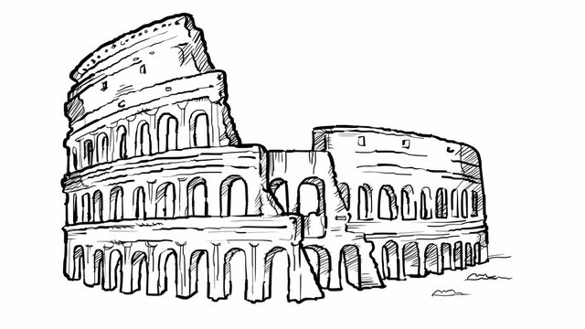  colosseum hand draw on white background