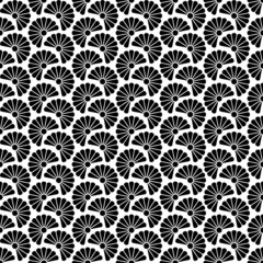 Retro Seamless Pattern Flowers Black/White