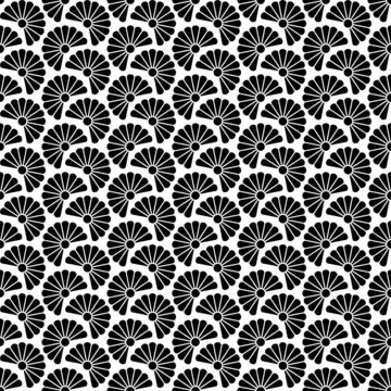 Retro Seamless Pattern Flowers Black/White