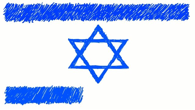 israel flag hand draw on white background