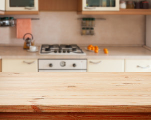 Kitchen interior wooden table