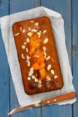 orange cake and knife