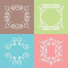 Outline badges, frames, emblems, and hipster logos templates.