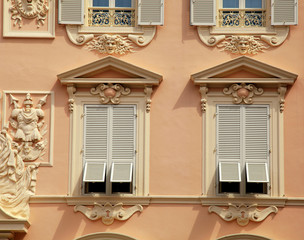 house with old french grey shutter windows in Monaco