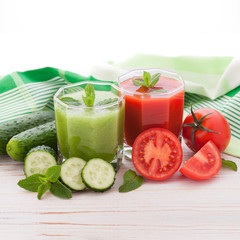 Tomato, cucumber Juice and vegetables