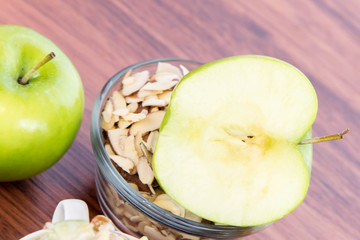 apple slices and nuts