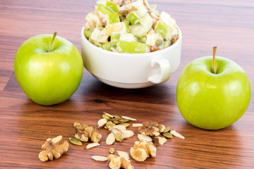 apple salad with almonds, walnuts and pumpkin seeds