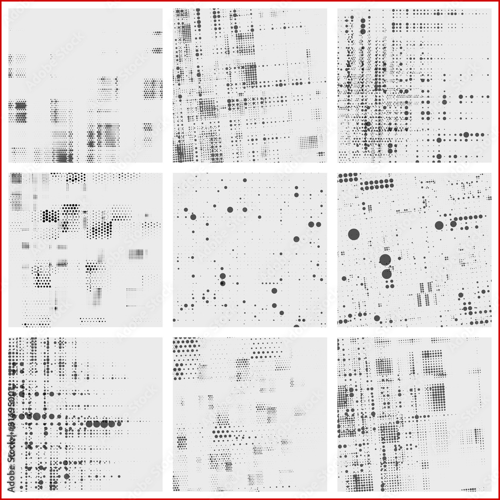 Poster set of dotted abstract forms