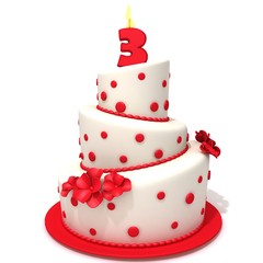 Birthday cake with number three