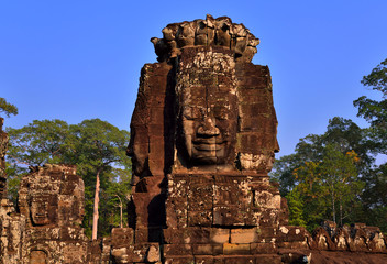 Fototapeta na wymiar Face of Bayon, Angkor Thom, Siem Reap,