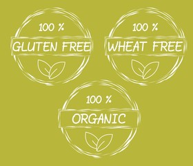 Set of gluten free and wheat free symbols