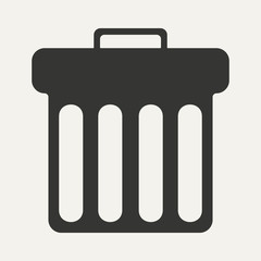 Flat in black and white mobile application waste basket