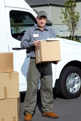 Postman with parcel box.