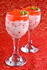 Red caviar with cream cheese