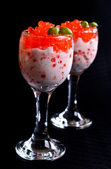 Red caviar with cream cheese