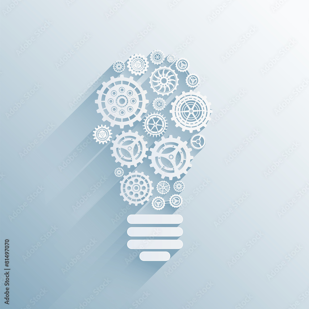 Poster light bulb made of cogs and wheels vector
