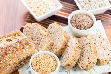 a fresh baked loaf of whole grains bread