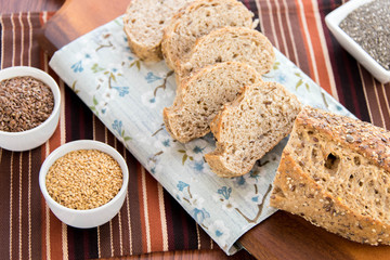 a fresh baked loaf of whole grains bread