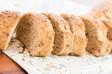 a fresh baked loaf of whole grains bread