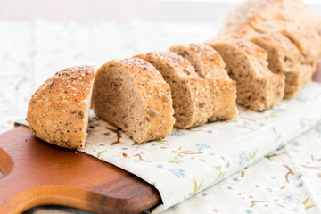 a fresh baked loaf of whole grains bread