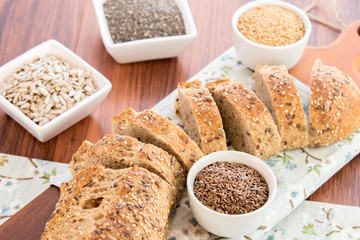 a fresh baked loaf of whole grains bread