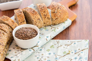 a fresh baked loaf of whole grains bread