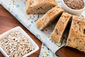 a fresh baked loaf of whole grains bread