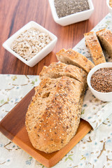 a fresh baked loaf of whole grains bread