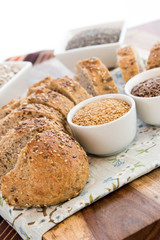 a fresh baked loaf of whole grains bread