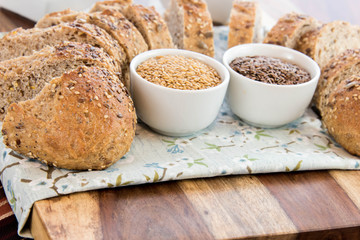 a fresh baked loaf of whole grains bread
