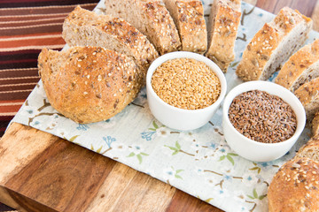 a fresh baked loaf of whole grains bread