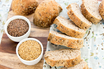 a fresh baked loaf of whole grains bread