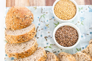 a fresh baked loaf of whole grains bread