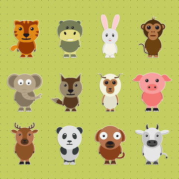 Set of animal cartoon characters.