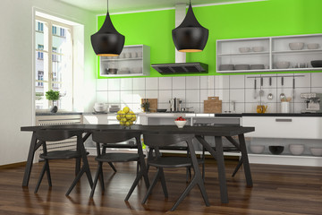 modern open plan kitchen - shot 2