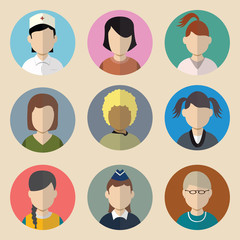 Set of avatars woman