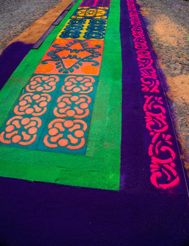 Carpet Of Colored Sawdust For Holy Week