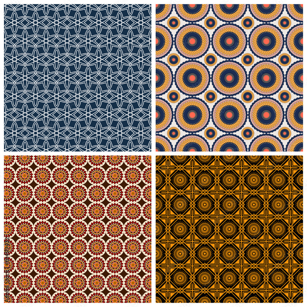 Poster set of colorful seamless pattern.