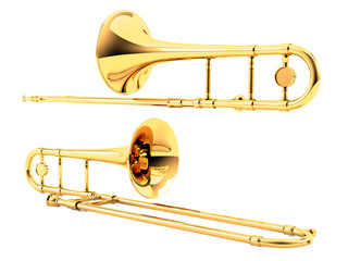 Obraz premium Trombone isolated. Multiple angles of view