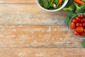 close up of ripe vegetables on wooden table