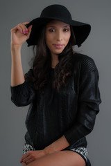 Fototapeta premium Hispanic fashion model posing at studio