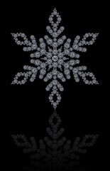Diamond snowflake on black background
