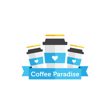 Vector flat coffee shop or cafe logo
