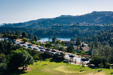 View of Hollywood Reservoir, and Canyon Lake Drive in Los Angele