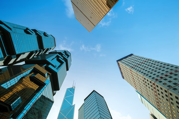 low angle view of skyscrapers in modern city